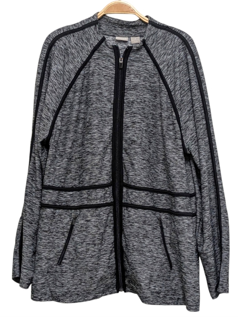 Chico's Zenergy Grey Black Athletic Jacket 16/18